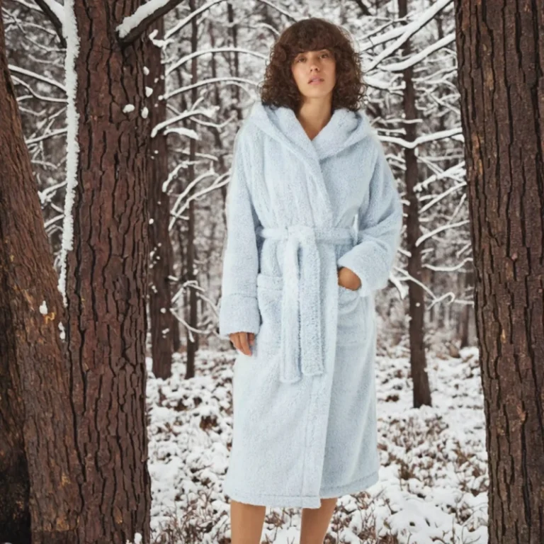 CHINEE ODM 100% Cotton Sherpa Furry Bath Robes For Women Embroidered Winter Thermal Fleece Breathable Custom Logo