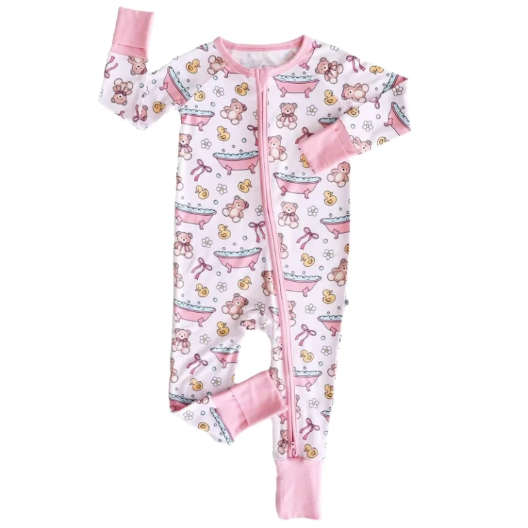CHINEE-OEM-95-Bamboo-5-Spandex-Soft-Custom-Print-Unisex-Baby-Rompers-Sleepwear-Kids-Zipper-1