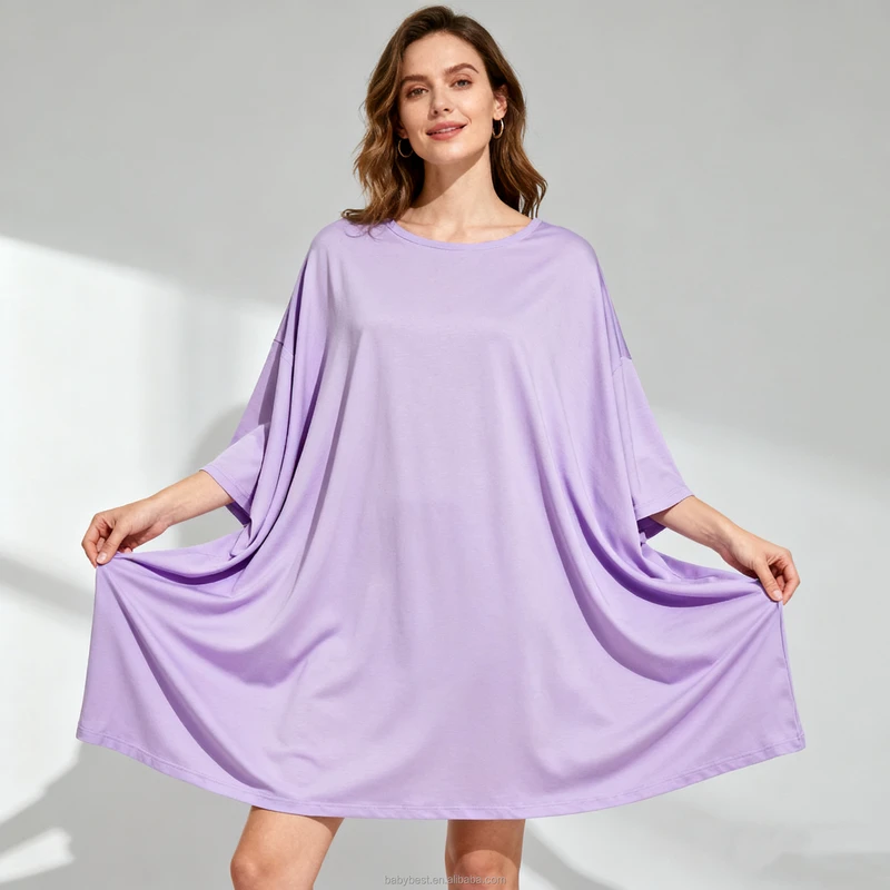 CHINEE OEM Custom Logo Lyocell Fabric Sleep Dress Summer T shirt Stretchy Sleep Tee Oversized Sleep Tees Women's Pajamas