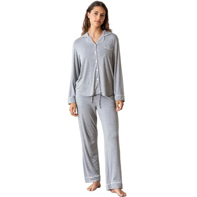 CHINEE OEM Long Sleeve Bamboo Pajama Soft Viscose Loungewear Women's Sleepwear Set