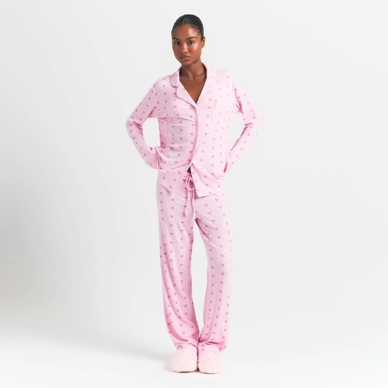CHINEE OEM OD Women's Elegant Soft Smooth Homewear 2 Piece Modal Pajama Set Breathable 4 Seasons Custom Printed