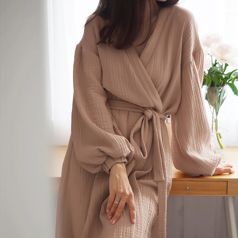 CHINEE OEM ODM Cotton Muslin Kimono Robes Custom Super Soft Breathable Personalized Robes Gauze Fabric Pajama Robe