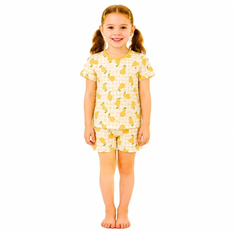 CHINEE OEM ODM Custom Casual Floral Kids Bamboo Pajamas Set Eco friendly Toddler Short Sleeve Sleepwear 2 Piece Set Baby Clothes
