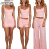CHINEE OEM ODM Custom Cotton Lace Trim Camisole Loungewear Set Night Dress Women Top And Shorts Long Pants Two Piece Soft Pajamas Set