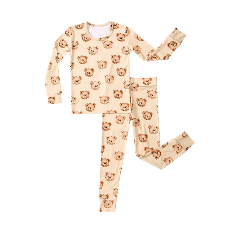 CHINEE OEM ODM Custom Print Organic Bamboo Baby Toddler Sleepwear Pjs Clothing Set Kid Two Pieces Pajamas Set
