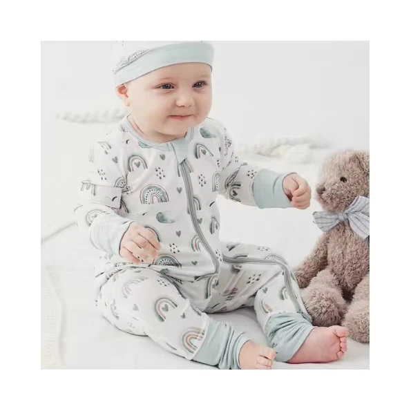 CHINEE OEM ODM Kids Baby Bamboo Onesie Cooling Sleepwear Pajamas Long Sleeve Bamboo Pajamas for Infants