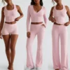 CHINEE OEM ODM Manufacturer For Custom Pijamas Woman Cotton Pyjamas Femme Top And Shorts Long Pants Two Piece Soft Lounge Sets