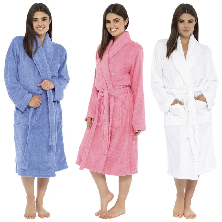 CHINEE-OEM-Pure-Cotton-Terry-Bath-Robe-for-Women-Quick-Dry-and-Disposable-for-Home-Hotel-Spa-Adult-Bathroom-Robe-Supplier