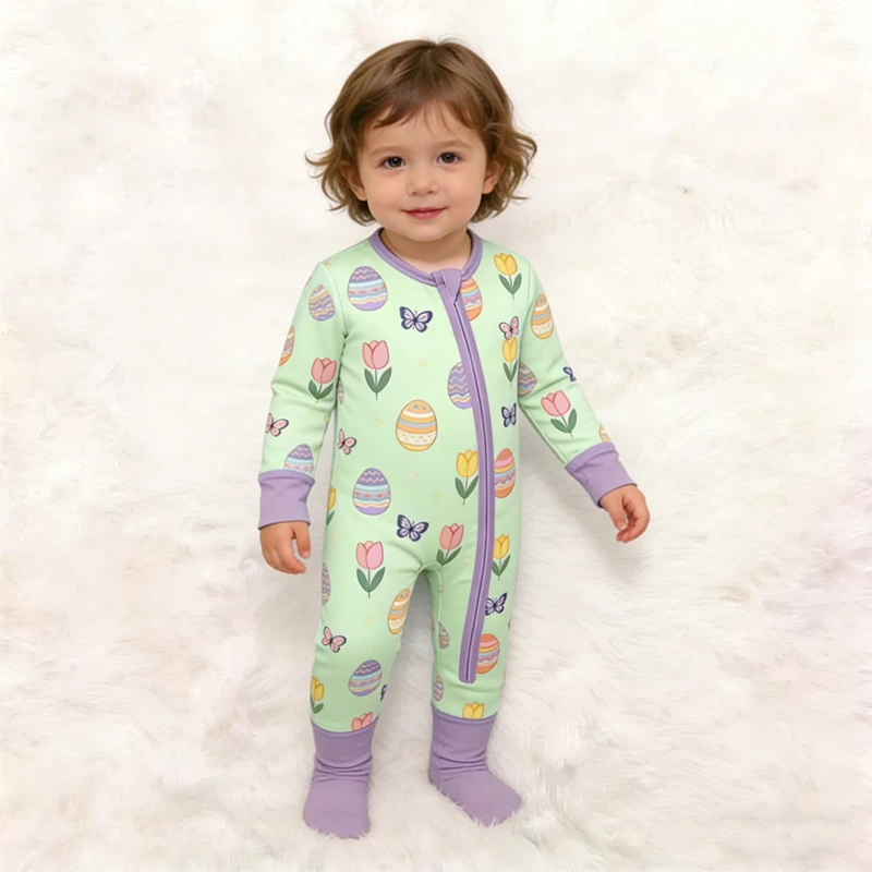 CHINEE Oeko Certificated Baby Jumpsuit Baby Rompers Toddler Pajamas Folded Cuff Kids Sleepwear Kids Clothing