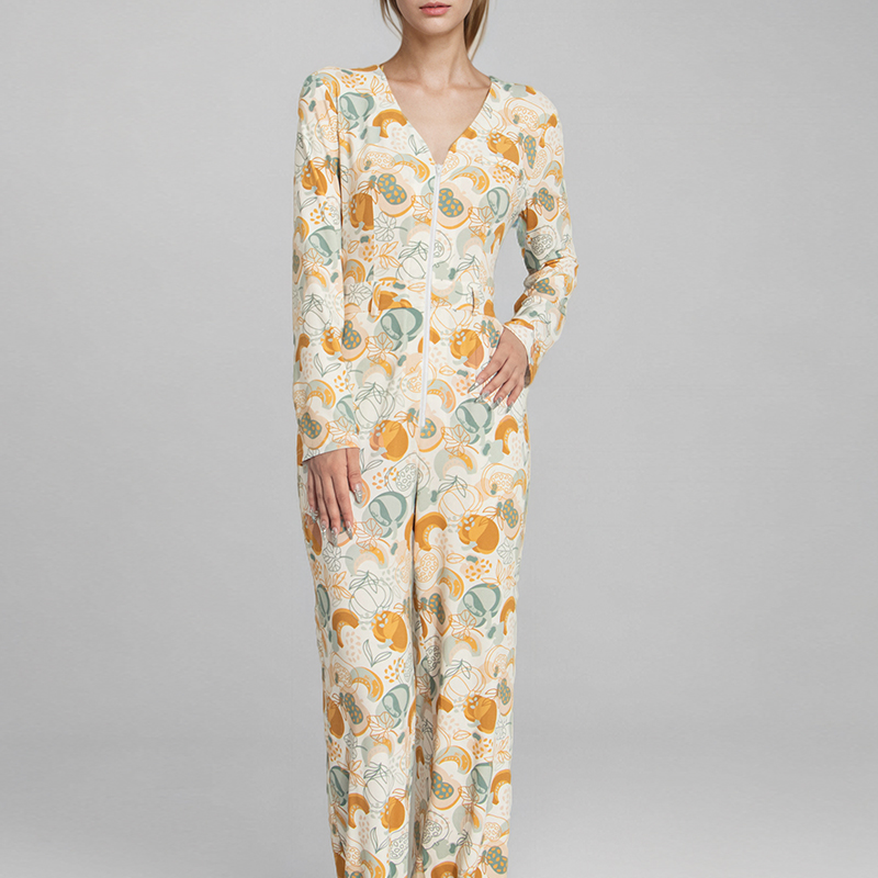 CHINEE One piece Custom Bamboo Cotton Adult Pajamas Sleeper Rompers Ladies Nightwear Loungewear Set for Women