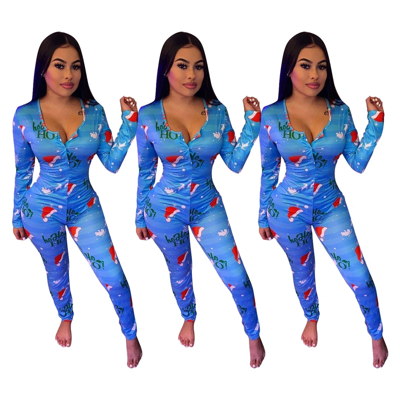 CHINEE Onsies for Christmas Sleepwear Pajamas Onesi Print Custom Onesie for Womens Adult Christmas Bodysuit