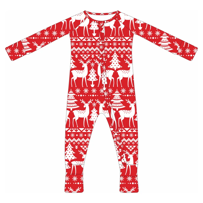 CHINEE Organic Bamboo Spandex Zipper Baby Rompers Pajamas Onesie for Infants Toddlers Customizable Unisex Sleepwear Comfortable