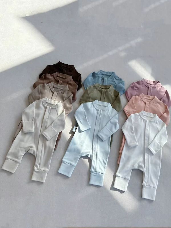 CHINEE Organic Cotton Baby Romper Baby Pajamas Sustainable Sleep Wear for Baby Clothes Custom Newborn Onesie Soild Infant Jumpsuit