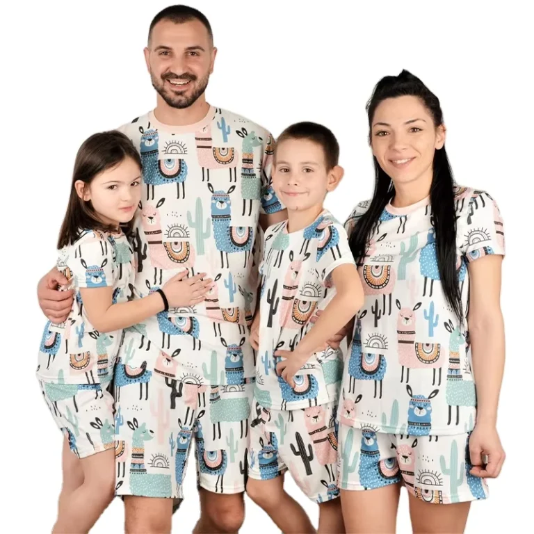 CHINEE-Organic-Cotton-Family-Matching-Pajama-Eco-Friendly-Short-Sleeve-Family-Matching-Outfits-Sustainable-Summer-Family-Pajamas