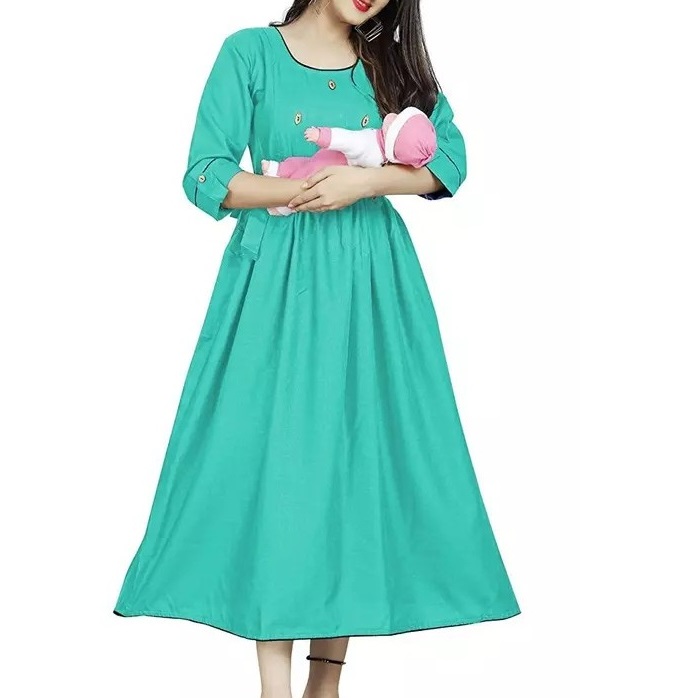 CHINEE Organic Cotton Nursing Dress Sleepwear Maternity & Nursing Nightgown Pregnant Clothes Eco Friendly Pregnancy Breastfeeding Dress