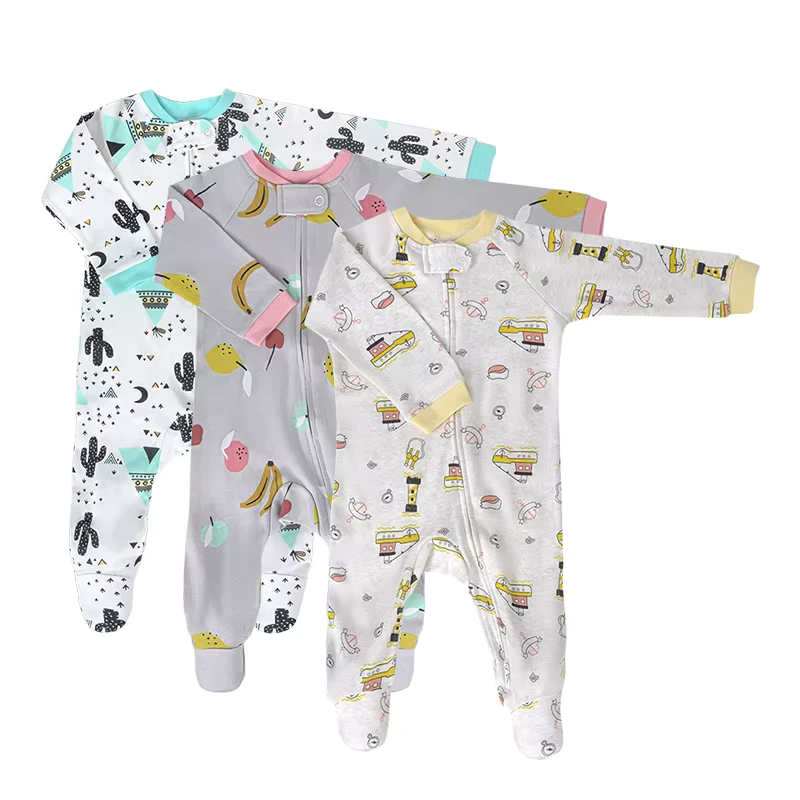 CHINEE Organic Cotton Rompers Gentle Newborns Baby Clothing Soft Cotton Custom Logo Infant Clothes 0 24M Baby Cotton Pajamas