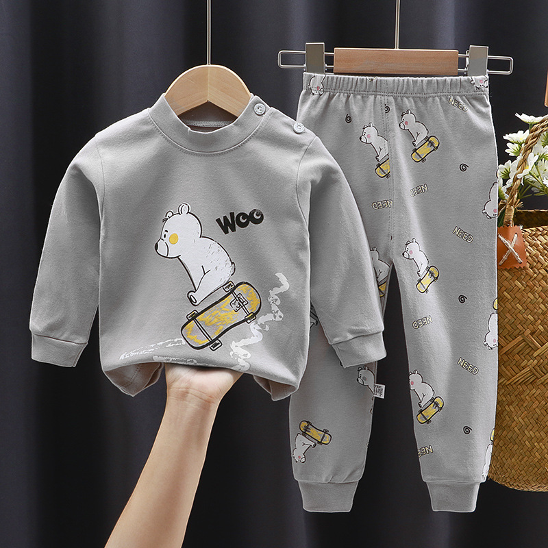 CHINEE Organic Cotton Toddler Boys Cartoon Print Sleepwear Eco friendly Customizable Colors Sustainable Two Piece Pajamas