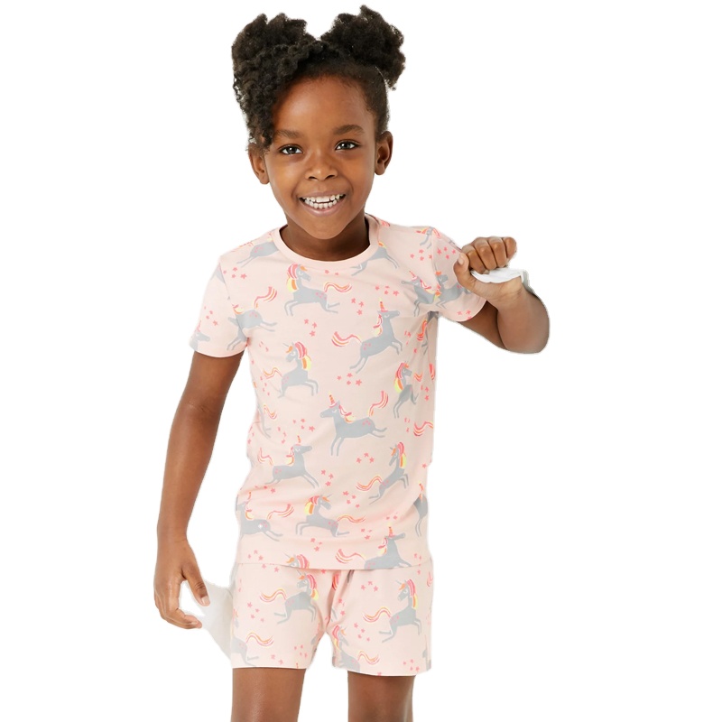 CHINEE Organic Cotton Toddler Pajamas 2pk Short Pyjama Sets Short Sleeve Toddler Sleepsuit Baby Pijamas Toddler Sleepwear