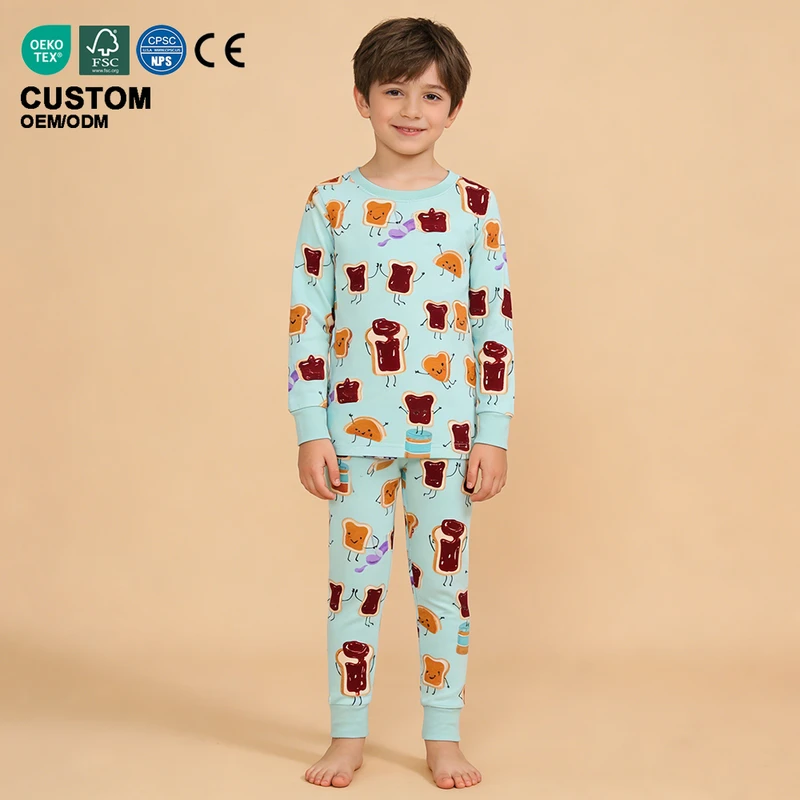 CHINEE Organic Kids Bamboo Pajamas Two Piece Pajama Sets for Children Pyjamas Custom Boys Slpeepwears Kids Lounge Wear Nightsuits