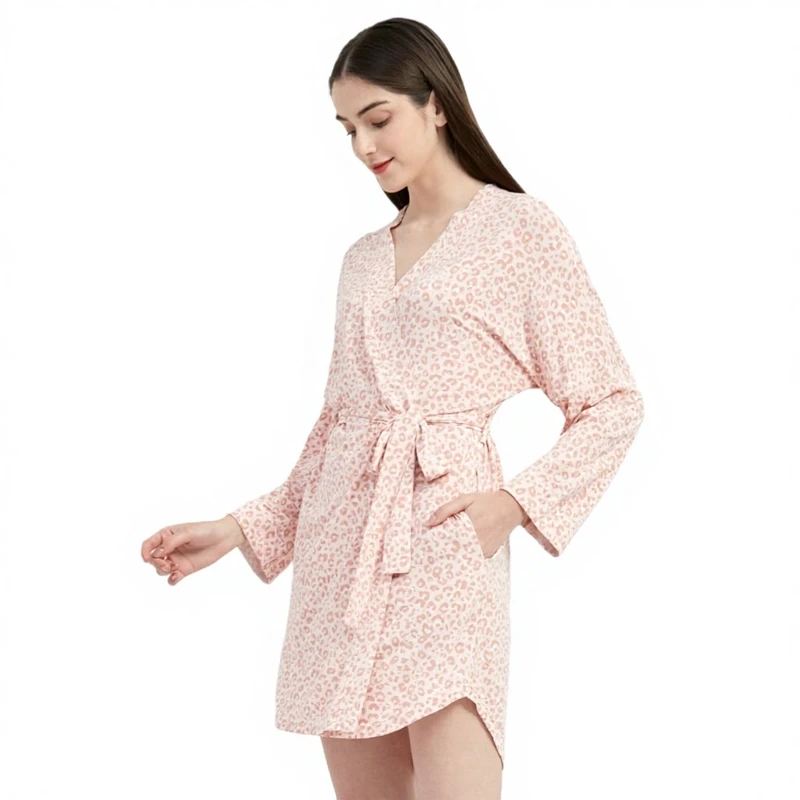 CHINEE Organic Women's Bamboo Kimono Robe Cute Bamboo Robe for Lounge Wear with OEM Service