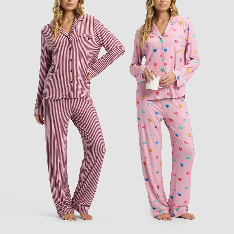 CHINEE Organic Women's Sleepwear Bamboo Stretch-Knit Long Sleeve Pajama Top Sustainable Custom Night Wear Loungewear