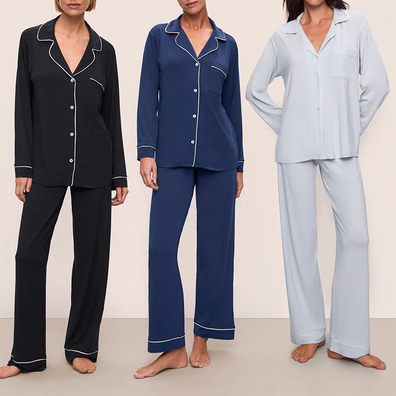 CHINEE Organic Women's Sleepwear Modal Long PJ Set Custom Pajamas for Women Set Sustaianble Night Suits Womens Lounge Wear Sets