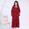CHINEE Oversized Coral Fleece Women's Pajamas for Adults Home Use with Absorbent Drawstring Thickened Sleep Robe
