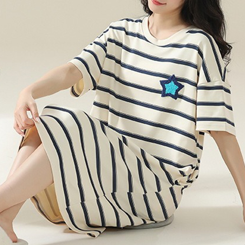 CHINEE Oversized Long Sleeping T Shirt for Women Cotton Soft Breathable Loose Fit Sleep Wear Daily Lounge Comfortable Printed 3XL