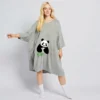 CHINEE Oversized Women's Summer Sleepwear Custom Printed Cooling Short Nightgown Lyocell Family Sleep T-shirt One Size