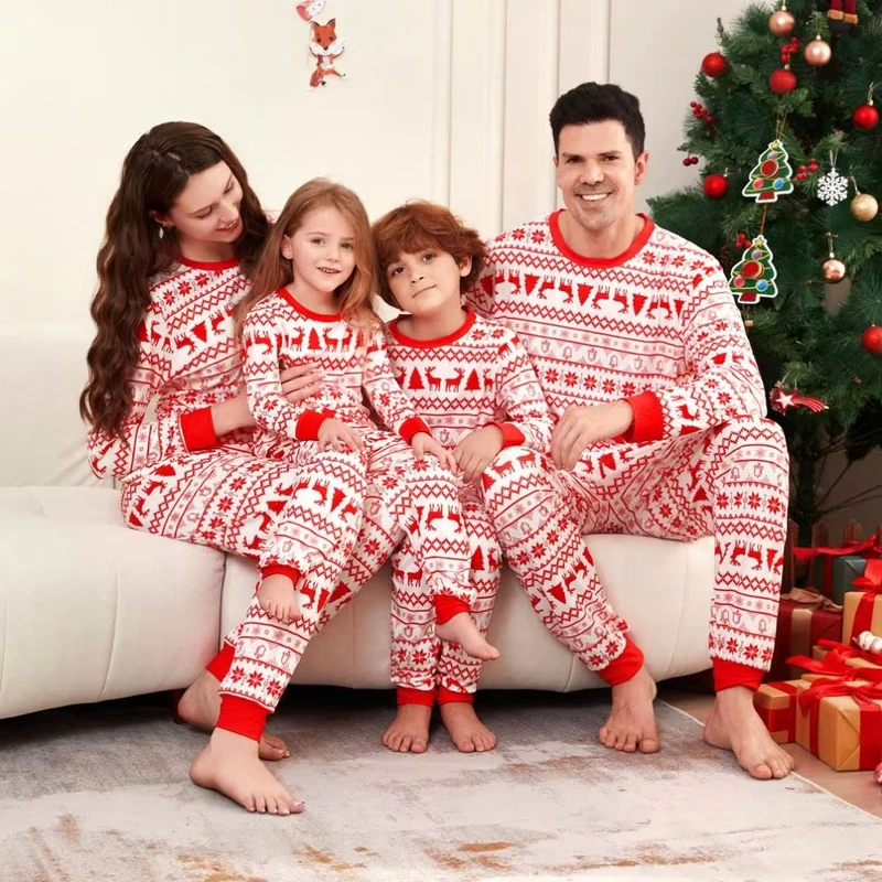 CHINEE PASUXI Party Pajama Adult and Kids Striped Christmas Pyjamas Printed Family Matching Pajamas Sets