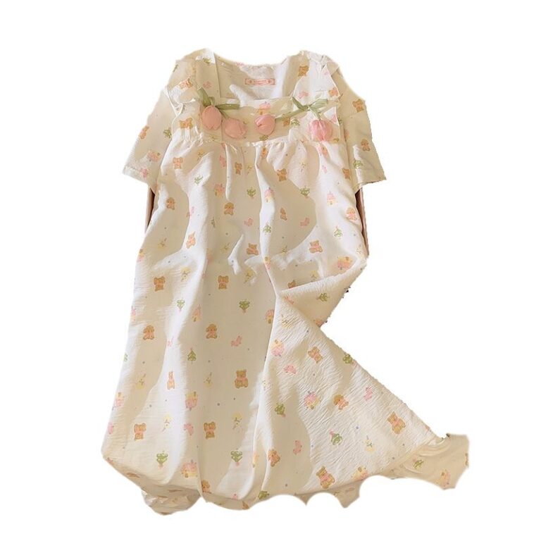 CHINEE-Pajamas-Dress-Floral-Sleeping-Wear-Women-Printed-Plus-Size-Womens-Sleepwear-Short-Pajamas-Nightdress-for-Lady