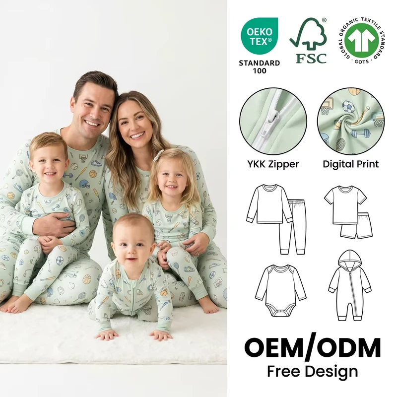 CHINEE Pajamas Manufacturer OEM tencel Modal Pajamas Kids Custom Print tencel Pajama Matching Family Pajamas