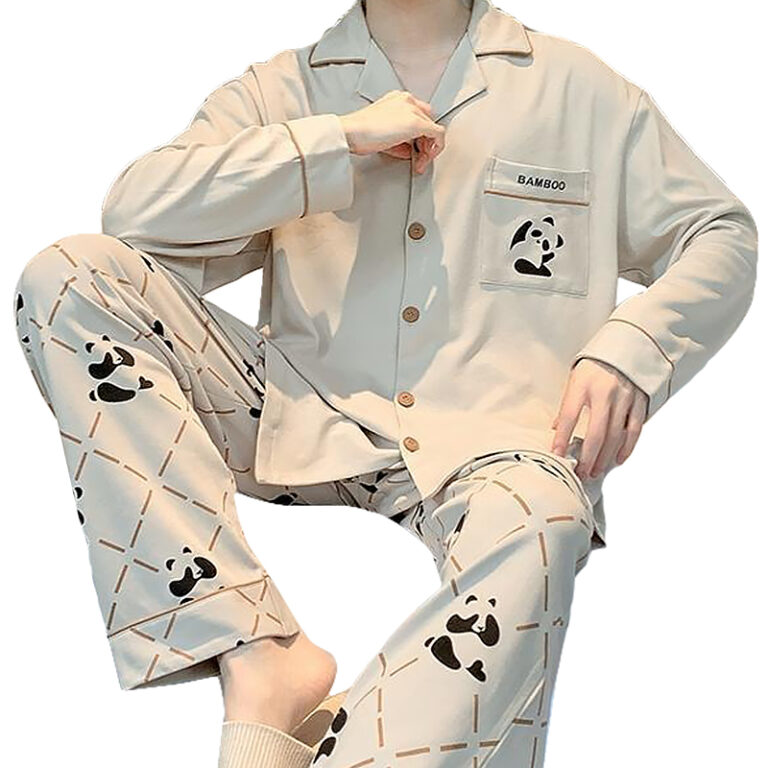 CHINEE-Pajamas-Mens-Spring-and-Autumn-Models-Pure-Cotton-Thin-Mens-Long-sleeved-Youth-Loungewear-Suit-1