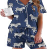 CHINEE Pajamas Set for Women Short Sleeve Sleepwear Button Down Pjs Soft 2 Piece Lounge Sets