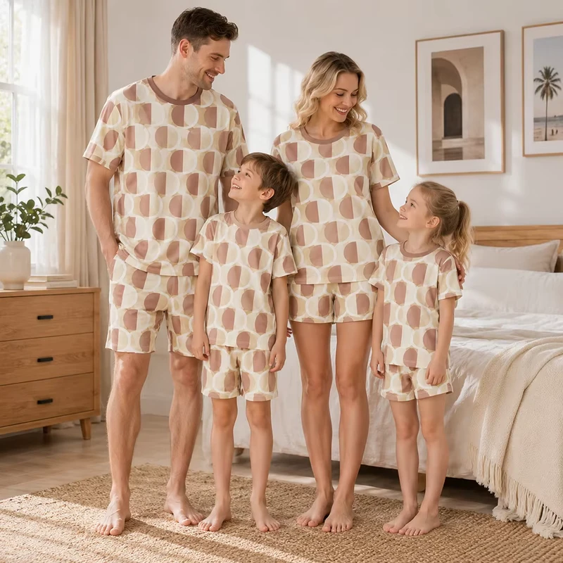 CHINEE Parent child Customizable Family Pajamas Fashionable Matching Outfits for Mother Daughter Baby Girls