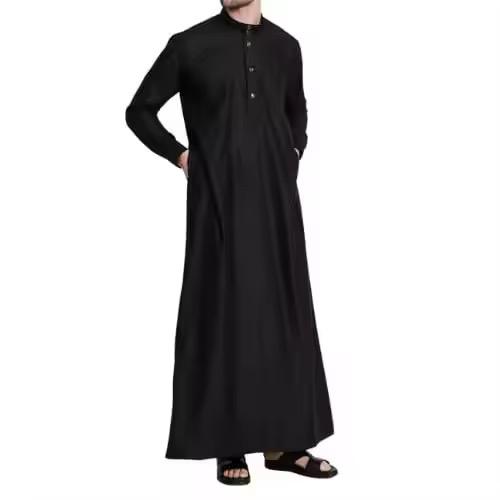 CHINEE Pastel Mint Green Men's Thobe Summer Style Saudi Jubba Long Sleeve Islamic Dress Arabic Kandura Robe Dishdasha Casual