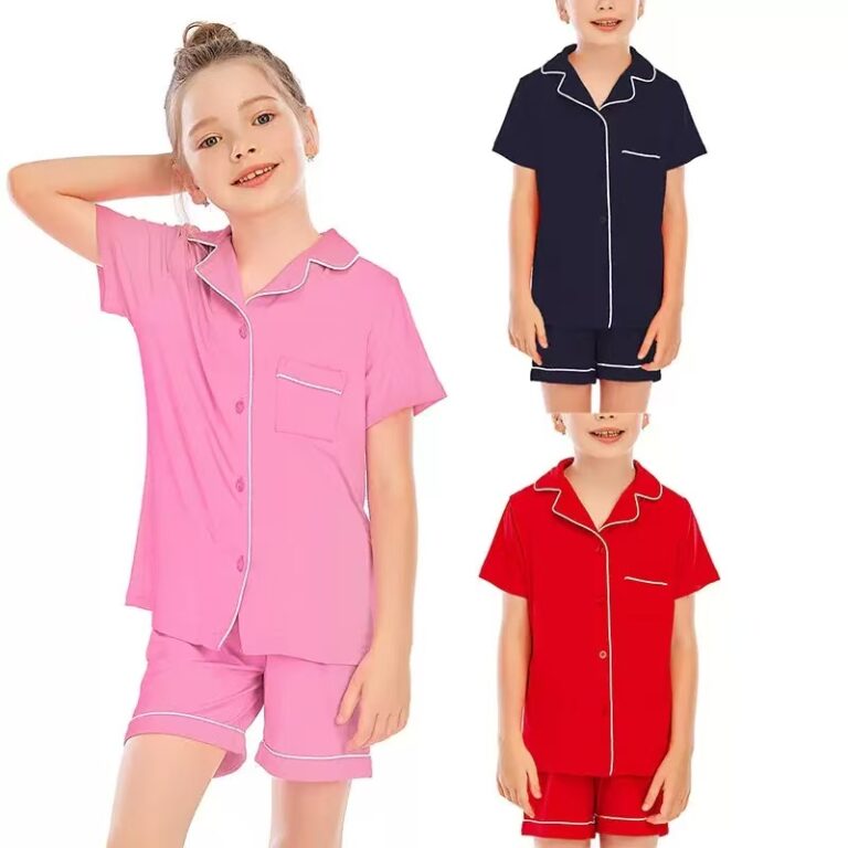 CHINEE-Personalized-Custom-Children-Pajamas-Kids-Soild-Plain-Color-Short-Sleeve-Soft-Pajamas-Modal-Kids-Loungewear-Family-Pajamas