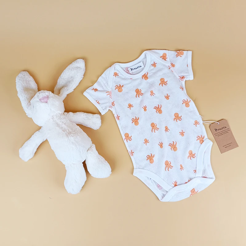 CHINEE Pinuotu Baby Bamboo Romper Breathable Custom Marine Printing Children Onesies Sleepers Summer Toddler Pajamas Rompers