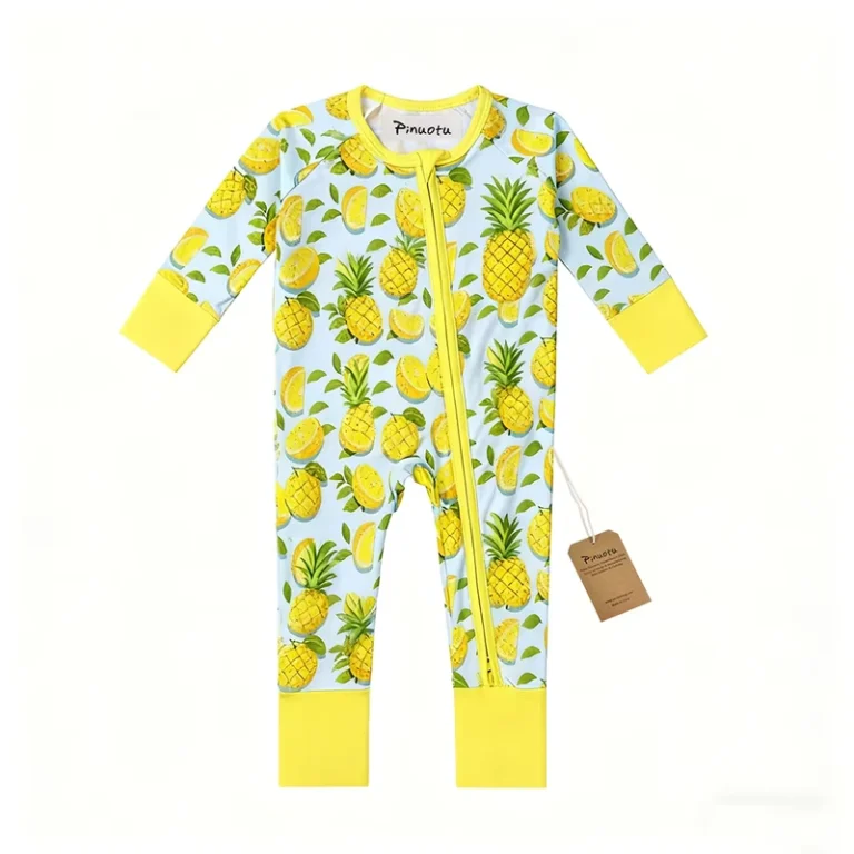 CHINEE-Pinuotu-Bamboo-Pajama-Kids-One-Piece-Folded-Romper-Long-Sleeve-Cute-Fruit-Printing-Newborn-Sleeper-Clothing-Zippy-Jumpsuit