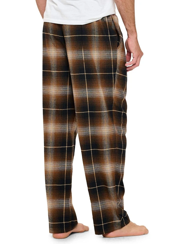 CHINEE Plaid Flannel Sleepwear Pajamas Trouser Men Adult Girls Drawstring Waist Casual Cotton Flannel Trouser