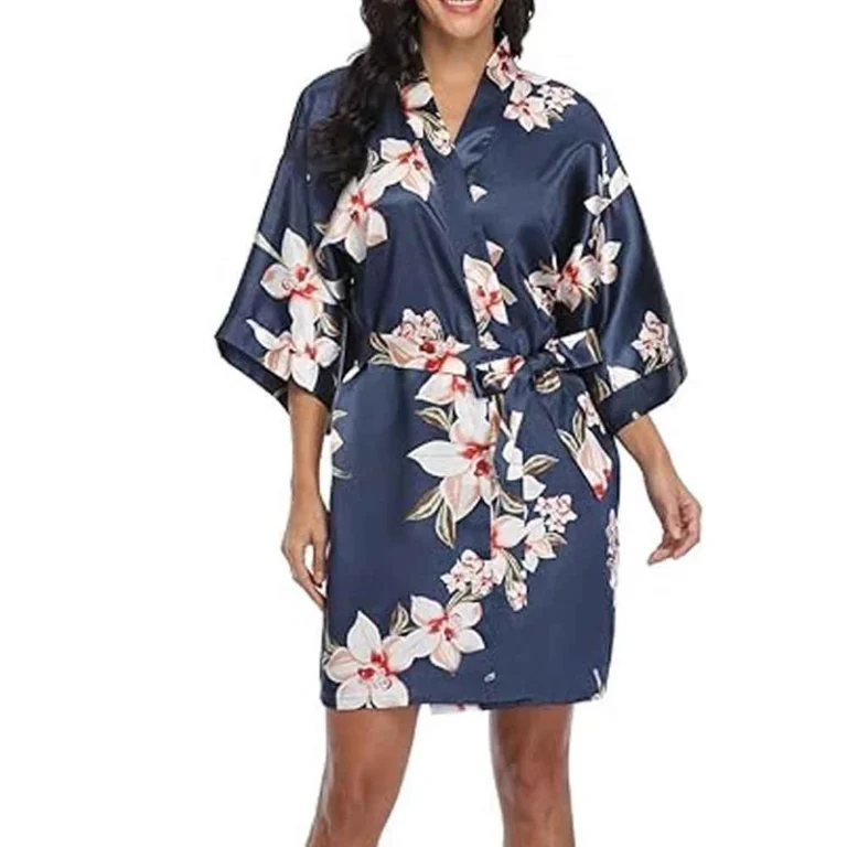 CHINEE Plain Satin Polyester Robes Women Kimono Bathrobe Party Beach Bridal Bridesmaid Wedding Sleepwear Custom Logo Pearls
