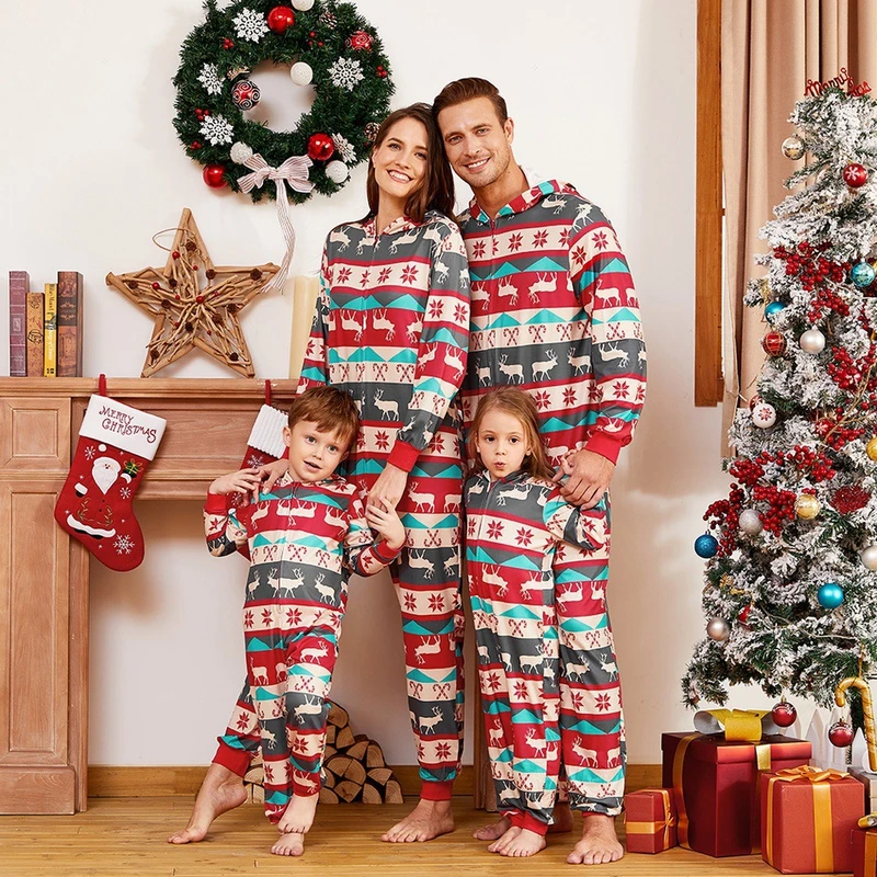 CHINEE Plus Size 3X Children Kids Men Family Sublimation Christmas Pajamas Custom Print Adult Onesie