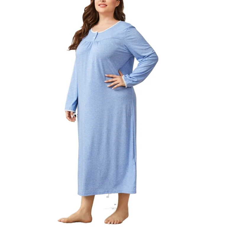 CHINEE-Plus-Size-4XL-Sleepdress-Women-Cotton-Nightgown-Sleepshirts-Long-Sleeve-Homewear-Solid-Lace-Long-Casual-Nightdress-Gown-Lady