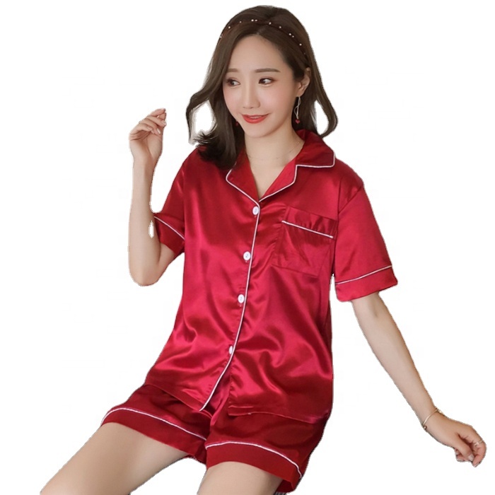 CHINEE Plus Size 5XL Women's Sleepwear Short Sleeve Shorts 2Pcs Sets Satin Pajamas Casual Young Girls Ice Silk Soft Home Loungwear