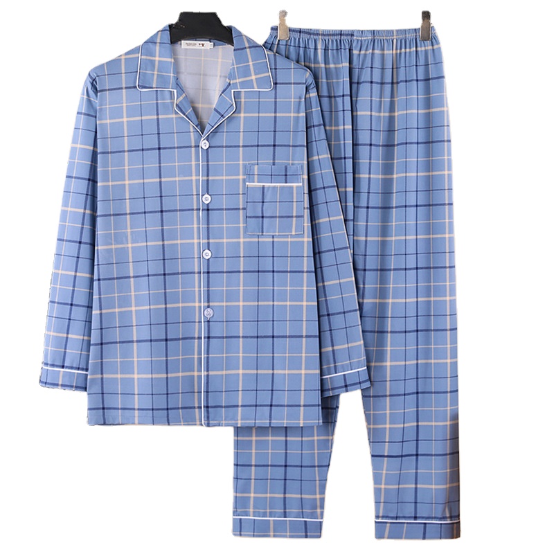 CHINEE Plus Size Polyester Full Length Striped Pattern Pockets Open Front Collar Pure Lounge Wear Mens Sleepwear