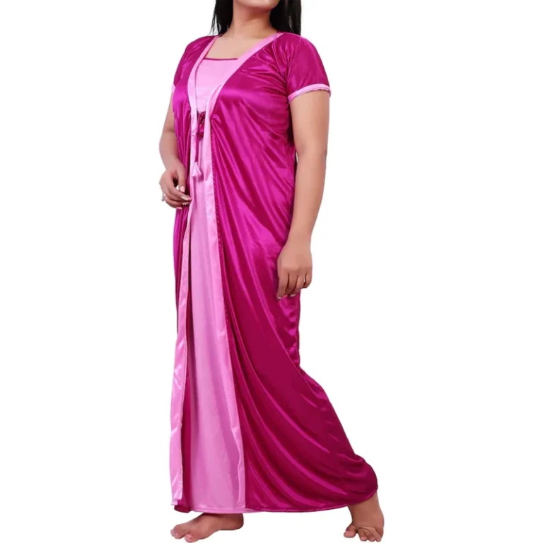 CHINEE-Plus-Size-Solid-100-Cotton-Womens-Night-Suit-Sleep-Dress-with-Shirt-Trouser-Knee-Length-Spring