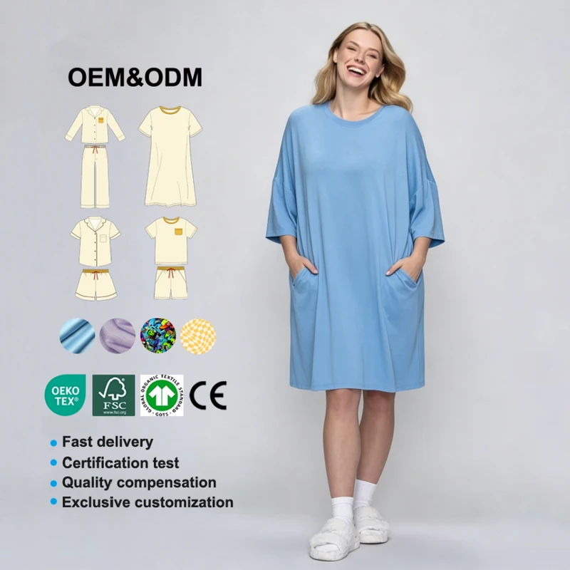 CHINEE Plus Size Women's Sleepwear Ultra Soft Bamboo Loungewear Inclusive Sizing S-5XL GOTS Certified Breathable Oversize Sleep Tee