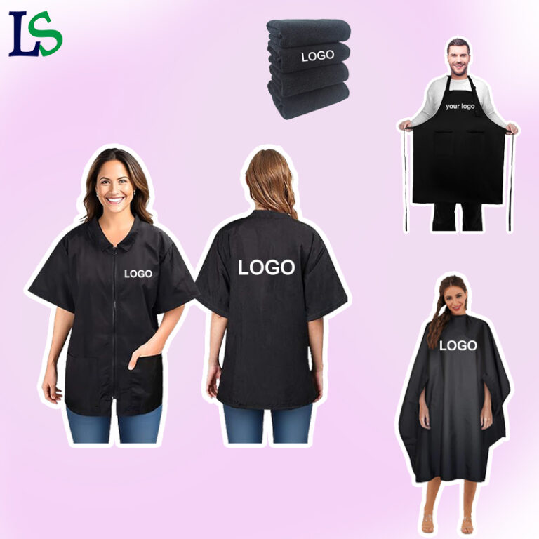 CHINEE Popular Classic Style Beauty Spa Salon Women Jackets Barber Cape Black Polyester Waterproof Hairdresser Smocks With Custom Logo