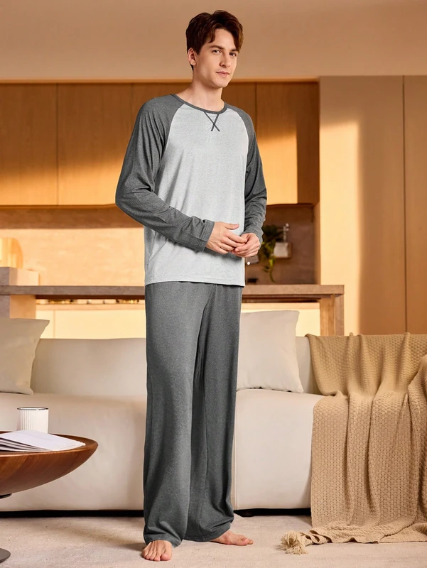 CHINEE Popular Style Men'S Simple Style Casual Pajama Set
