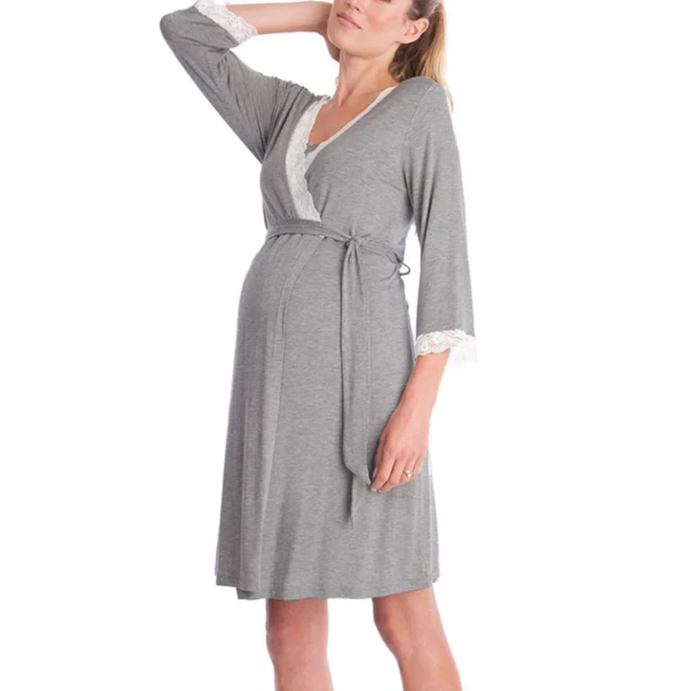 CHINEE-Pregnant-Woman-Pajamas-Large-Sized-Pull-Over-Nightgown-Lace-Sleepwear-Three-Quarter-Sleeve-Short-Sleeve-Dress-Pajama-Robes
